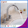 Fyeer Goose Neck 3 Hole Bathroom Widespread Basin Faucet